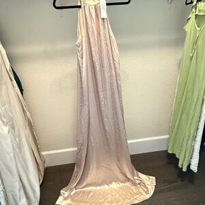 Joanna August Satin Dress in Soft Beige